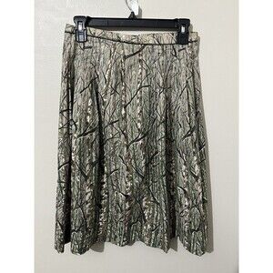 Hugo Boss Camo Woodsy Pleated Midi Skirt Women’s Sz 2 Vintage Nature